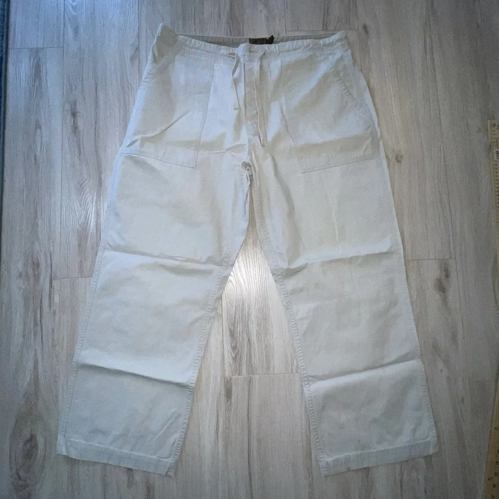 American Eagle Mens XL Beige Cotton Cargo Pants Drawstring Trousers 38x28